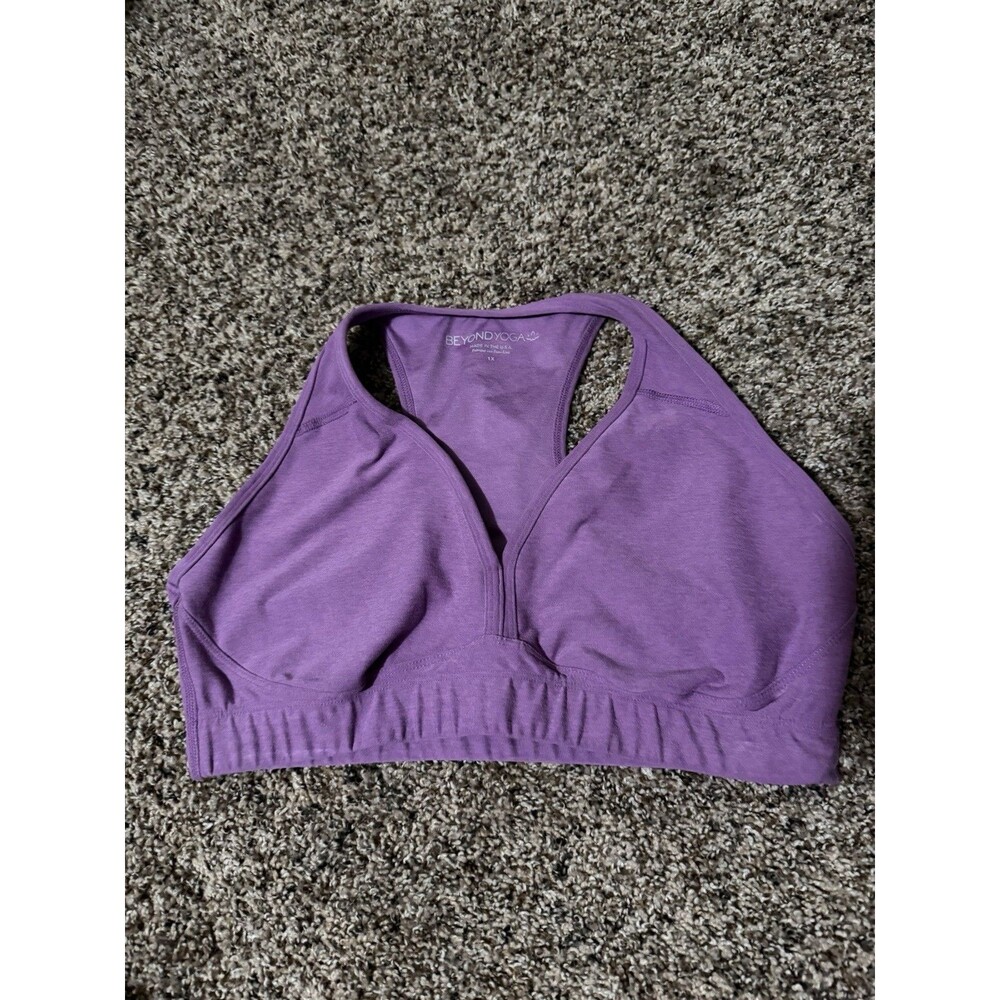 Beyond Yoga Purple Racerback Sports Bra 1X Soft Stretch Made in USA Activewear
